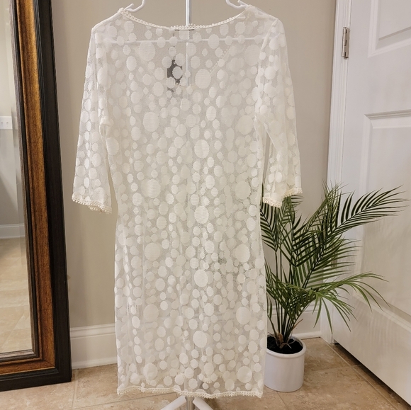 Adorn White Sheer Lace Cover up Dress - Picture 2 of 4